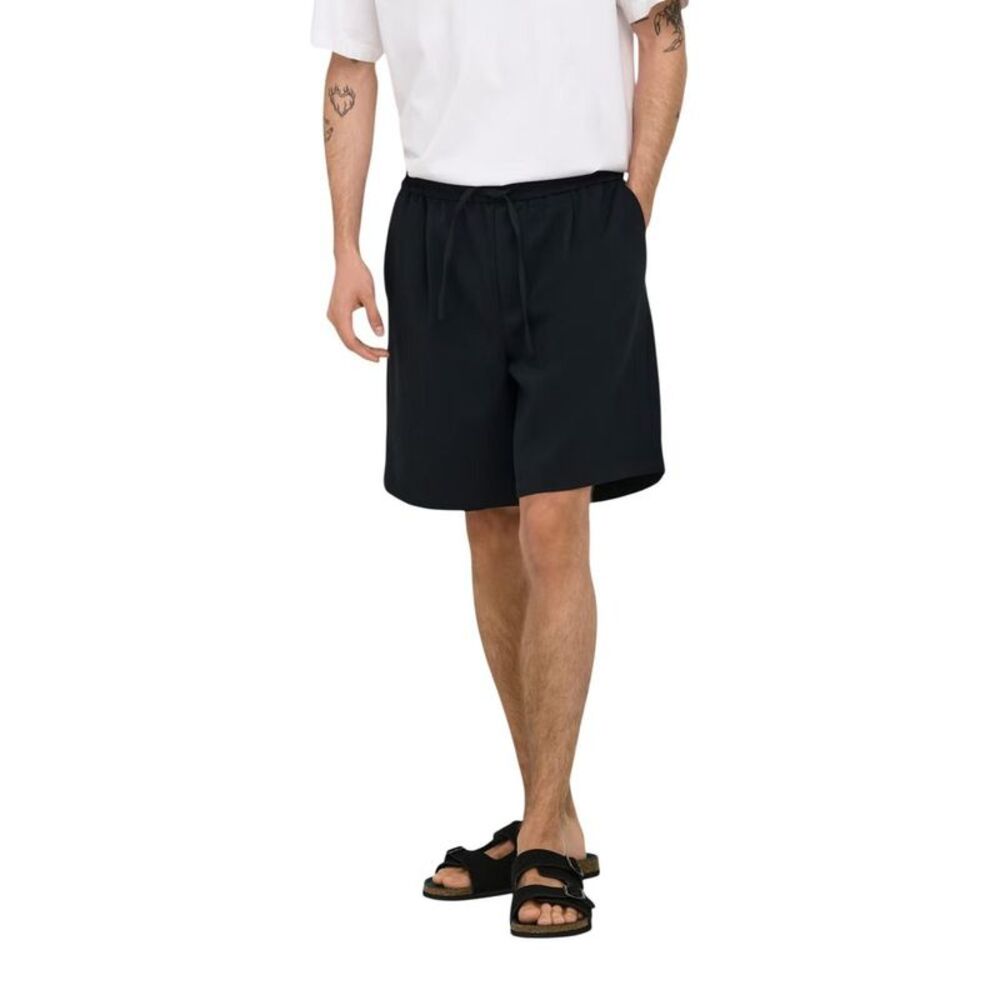 Only & Sons Black Recycled Polyester Bermuda Men's Shorts